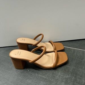 A new day tan strap block heeled sandals size 7